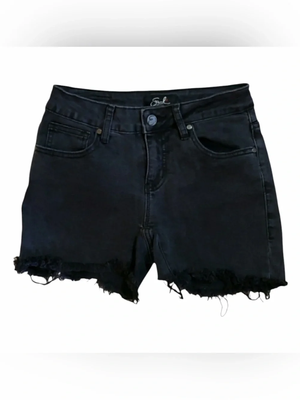 Earl Jeans Cut-Off Jean Shorts Women's Size 0 Black Denim - Picture 1 of 8
